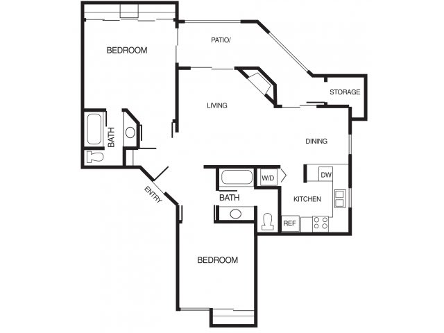 B3 2 Bed 2 Bath Floor Plan B3 2 Bed 2 Bath Floor Plan at Country Brook Apartments, Chandler, Arizona